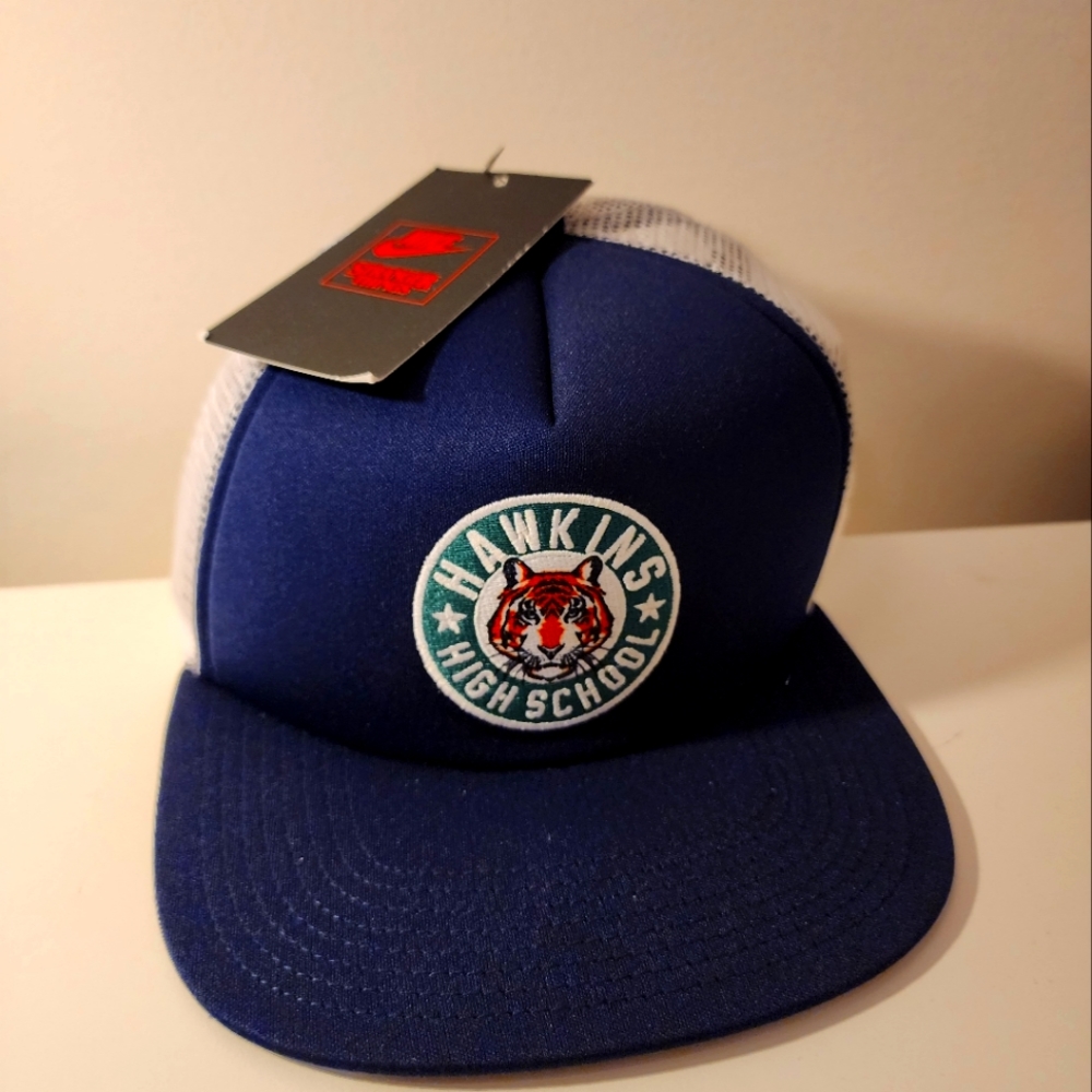 Stranger Things Netflix x Nike Blue Cap hawkin school log unisex